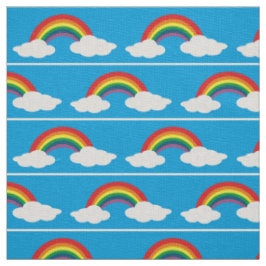 nubes arco iris tela azul acuático