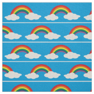 nubes arco iris tela azul acuático