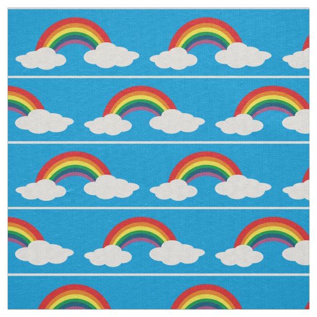 nubes arco iris tela azul acuático (Retal)