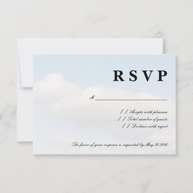 Nubes azules blancas tarjetas bodas RSVP (Anverso)