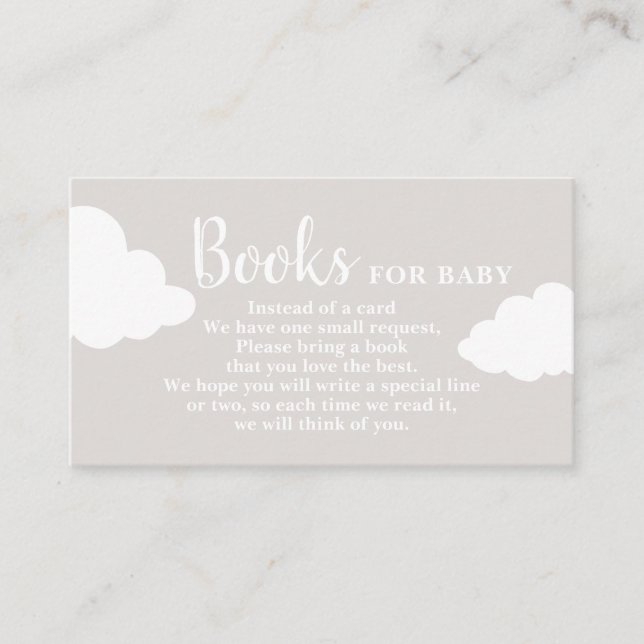 Nubes Baby Shower Books para la tarjeta de bebé (Anverso)