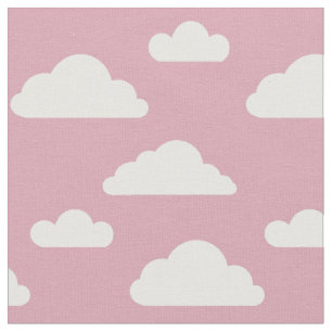 Nubes blancas en tela rosa por Nicole Janes