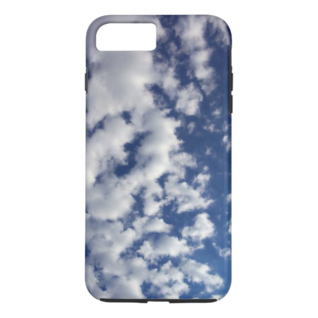 Nubes blancas inflables en el Funda Blue Sky iPhon (Reverso)