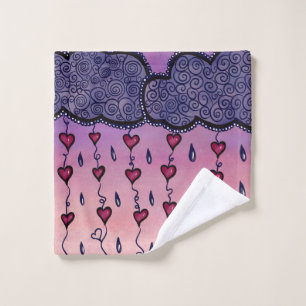 Nubes, corazones y gotas de lluvia