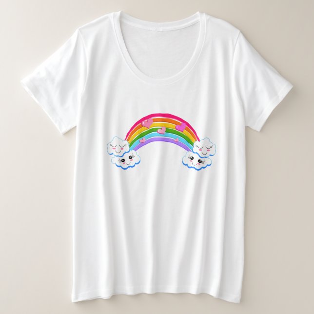 Nubes de arcoiris y camiseta de tamaño superior (Anverso del diseño)