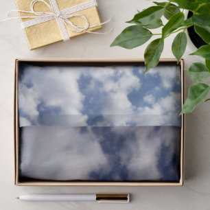 Nubes hinchadas en el papel seda del cielo azul