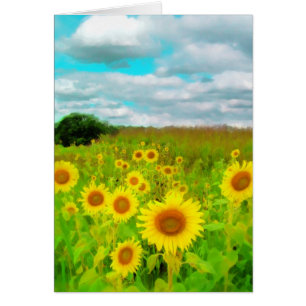 Nubes hoy, tarjeta del girasol, fotografía de la