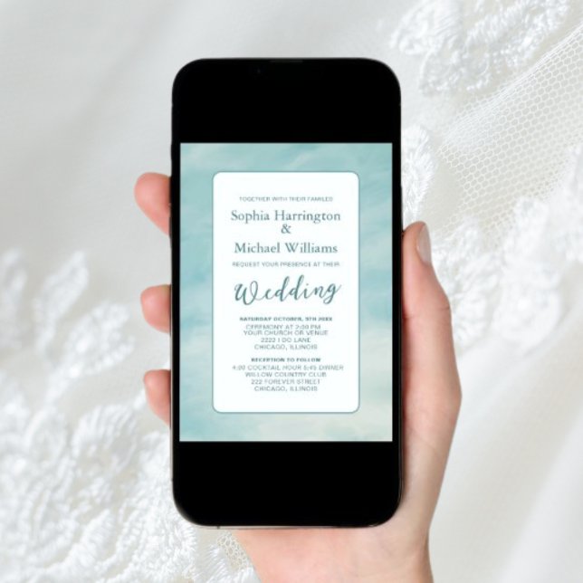 Nubes Invitación a la boda digital Código QR Eéreo (Subido por el creador)