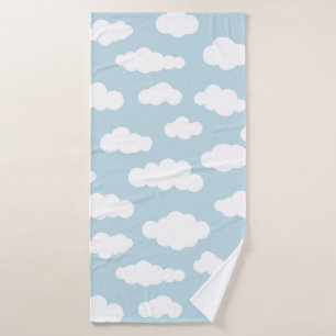 Nubes Pastel Bebé Asético Azul Y Blanco