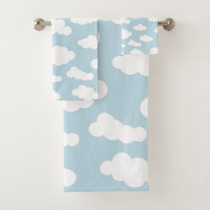 Nubes Pastel Bebé Asético Azul Y Blanco