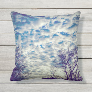 Nubes Puffy Blue Sky Nature Cojín decorativo exte