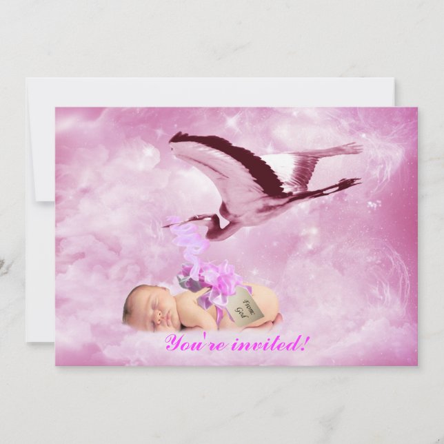 Nubes rosas y una invitación a la ducha de cigüeña (Anverso)