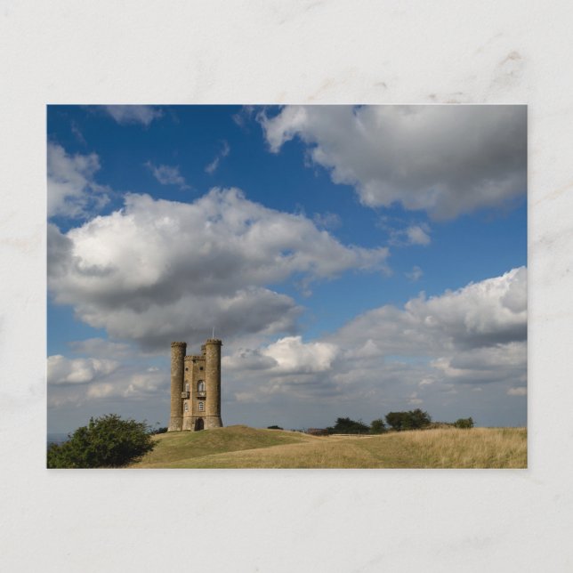 Nubes sobre la Torre Broadway, postal Cotswolds (Anverso)