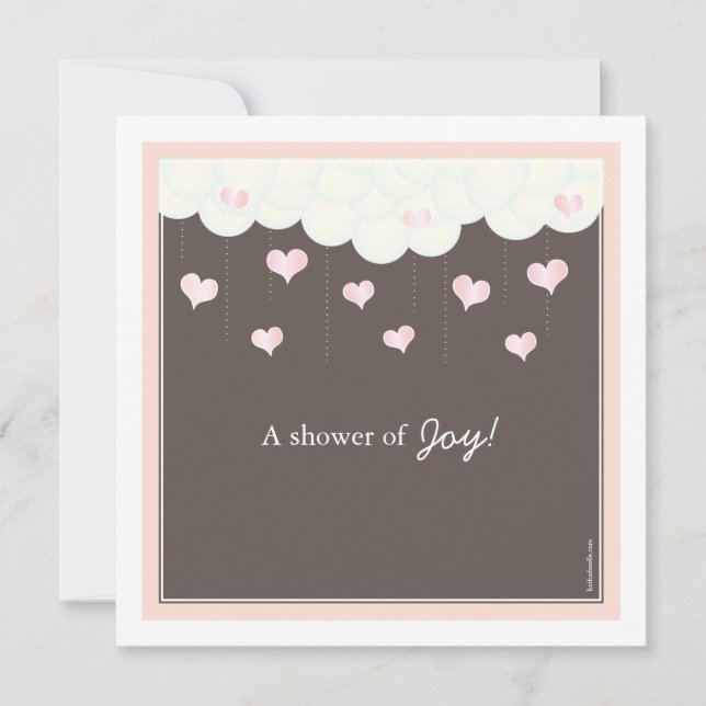 Nubes y corazones Baby Shower para invitación de C (Anverso)