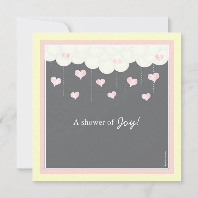 Nubes y corazones Baby Shower para invitación de C (Anverso)