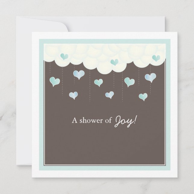 Nubes y corazones Baby Shower para la invitación (Anverso)