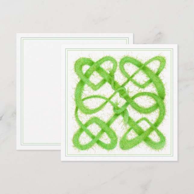 NUDO CÉLTICO VERDE Tarjeta plana cuadrada de 5,25" (Anverso / Reverso)