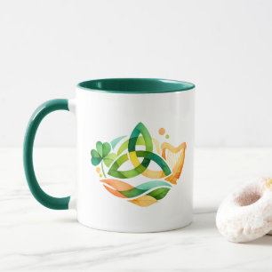 Nudo de Trinidad Celta Arpa Trébol Taza Día de San