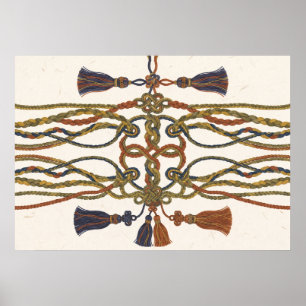Nudos de cuerda ornamentados y borlas Póster bohem