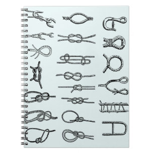 Nudos, el enganchar, seguro, lazos, cuaderno