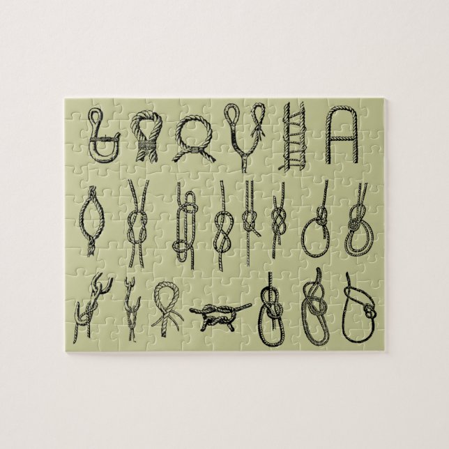 Nudos, el enganchar, seguro, lazos, rompecabezas (Horizontal)