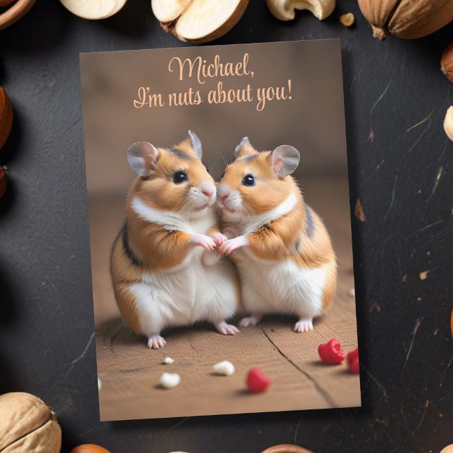 Nueces sobre la tarjeta El día de San Valentín de  (Nuts about your sweetheart? Send them this card!)