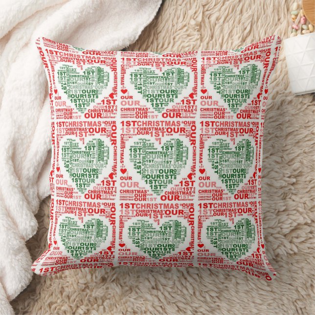 Nuestra 1ª Navidad Almohada Corazón Rojo Verde Nav (Manta)