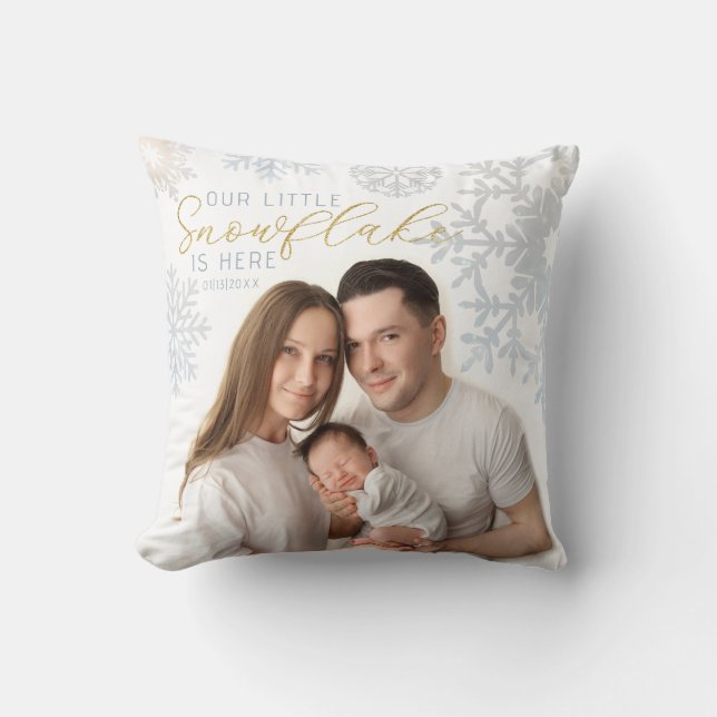Nuestra Almohada de Foto de Bebé Copo de Nieve (Anverso)