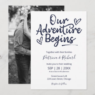 Nuestra aventura comienza Invitación de boda rústi