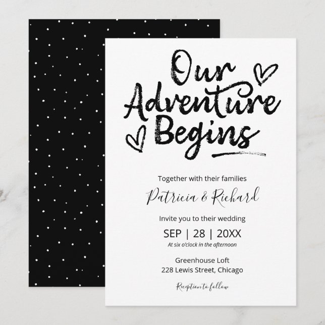 Nuestra aventura comienza la invitación a la boda  (Anverso / Reverso)