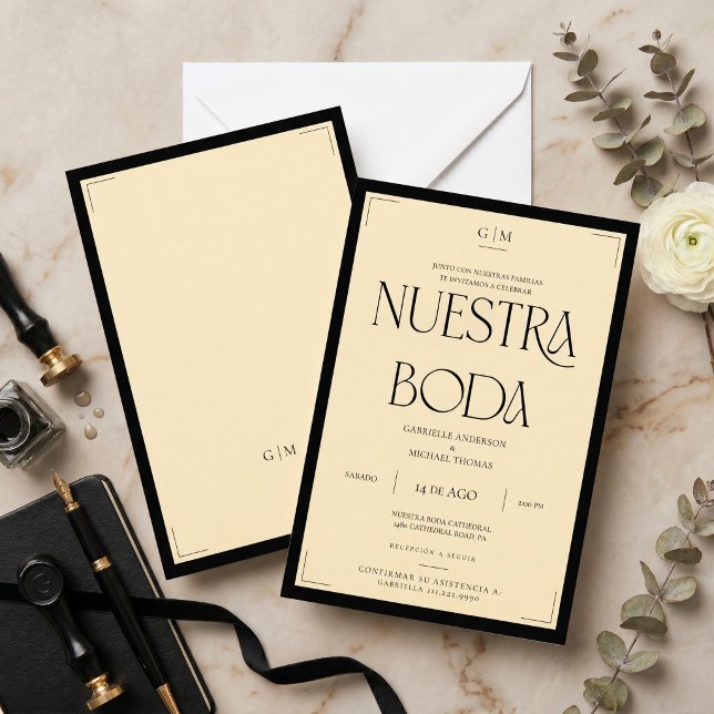 Nuestra Boda Art Deco Invitación de Boda Elegante (Subido por el creador)