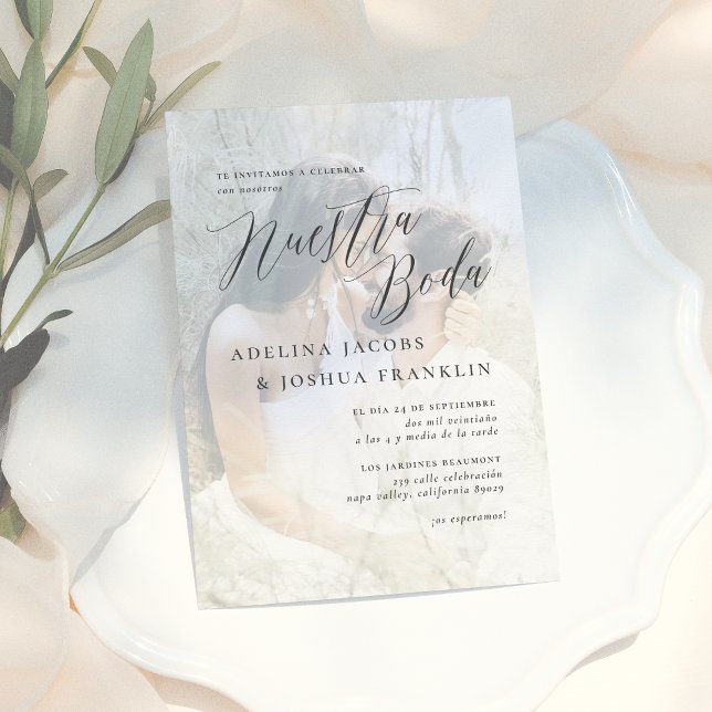 Nuestra Boda Caligrafía Moderna Invitación de Boda (Subido por el creador)