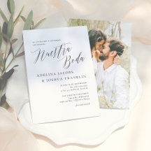 Nuestra Boda Caligrafía y Foto Invitación de Boda