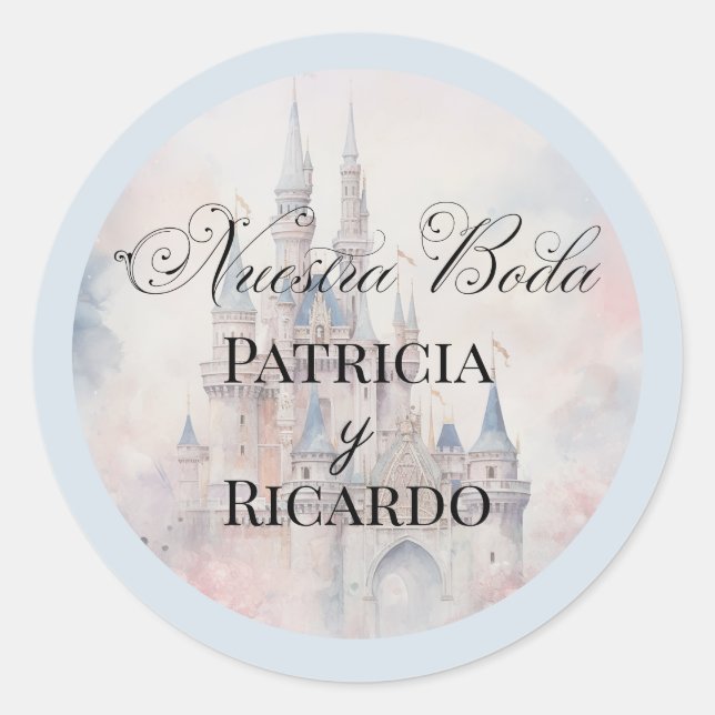 Nuestra Boda Cuento de Hadas Bodas Pegatinas (Anverso)