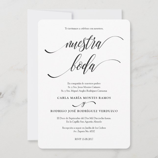 NUESTRA BODA Invitación a una boda española editab (Anverso)