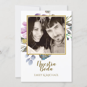 Nuestra Boda Invitación - FOTO Boda Púrpura