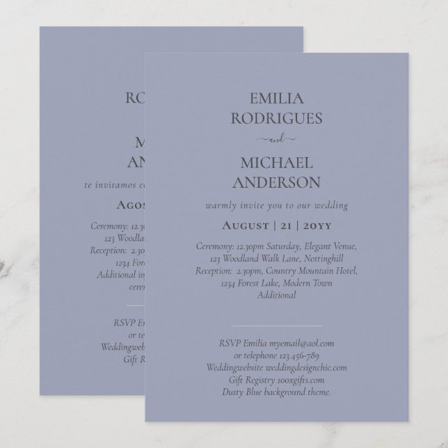 Nuestra Boda Tipografía Moderna INVITACIÓN MUCHOS  (Anverso / Reverso)
