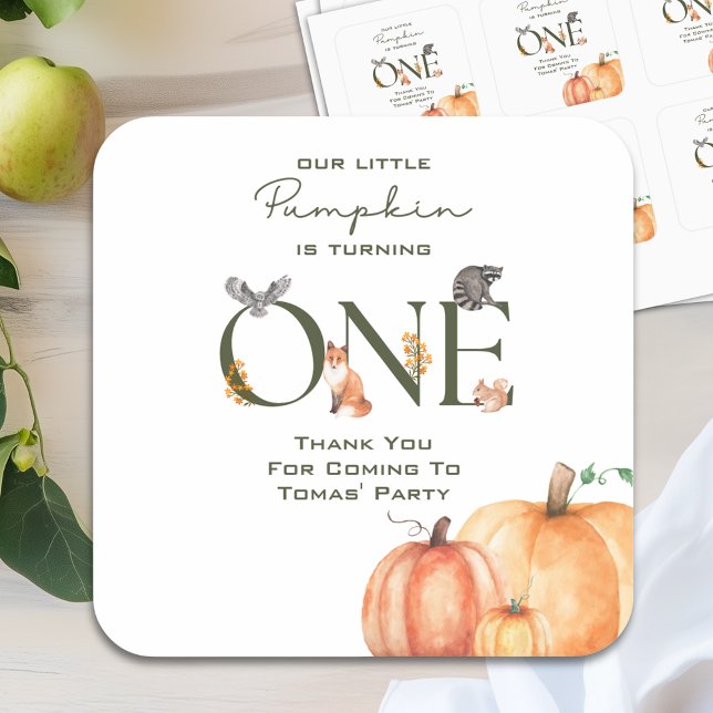 Nuestra Calabaza Pequeña Es Una Gracias Pegatina (Our Little Pumpkin Is One Thank You Sticker
)