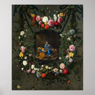 Nuestra dama con flores de arte sagrado