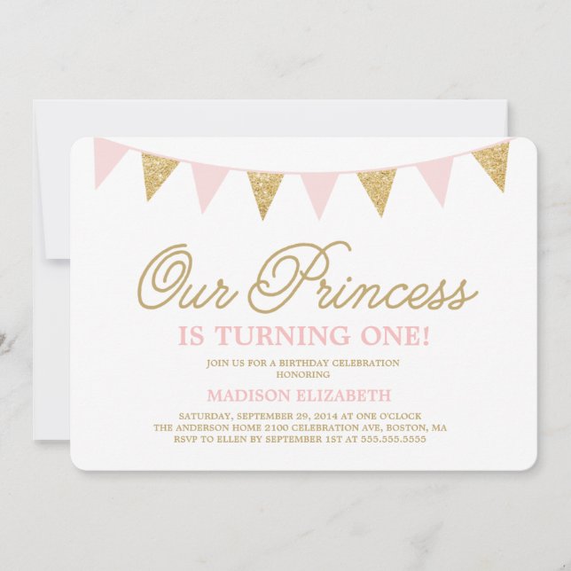 Nuestra invitación del cumpleaños de la princesa (Anverso)