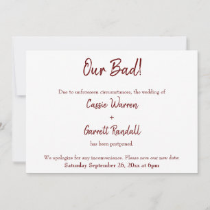 Nuestra mala Invitación Boda pospuesta en Borgoña