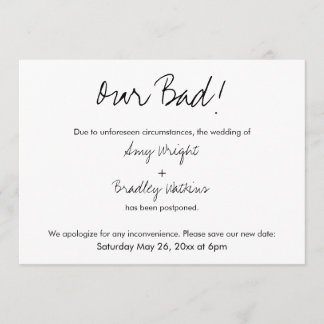 "Nuestra mala" Invitación humorística pospuesta de