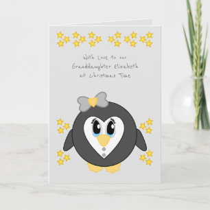 Nuestra nieta en Navidad pingüino gris lindo