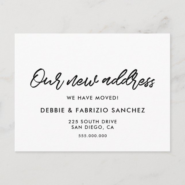 Nuestra nueva dirección invitación moderna en movi (Anverso)