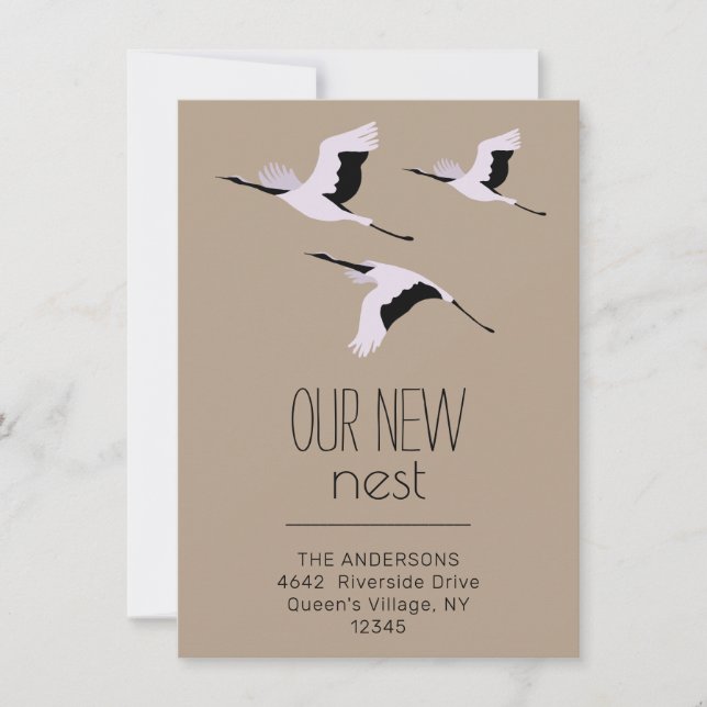 Nuestra nueva Invitación de movimiento de nido de  (Anverso)