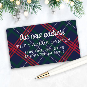 Nuestra nueva tarjeta de dirección Navy Red Tartan