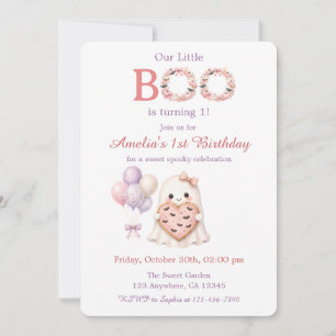 Nuestra pequeña Boo cumple 1 Invitación Floral