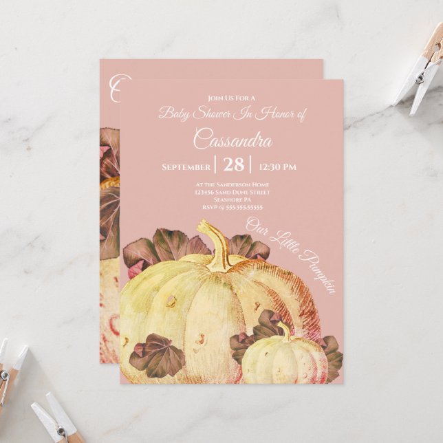 Nuestra pequeña calabaza BOHO Mauve Baby Shower (Anverso/Reverso In Situ)