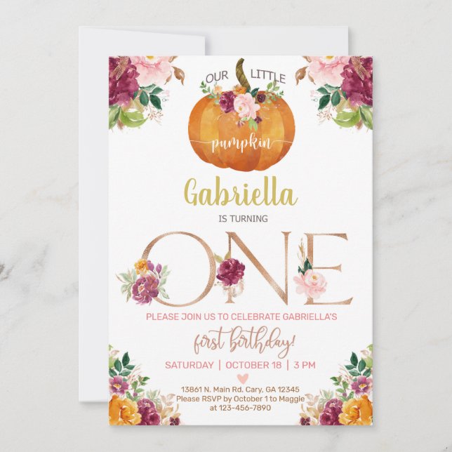 Nuestra pequeña calabaza dulce primera invitación  (Anverso)