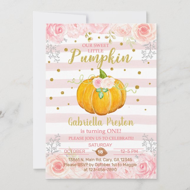 Nuestra pequeña calabaza dulce primera invitación  (Anverso)
